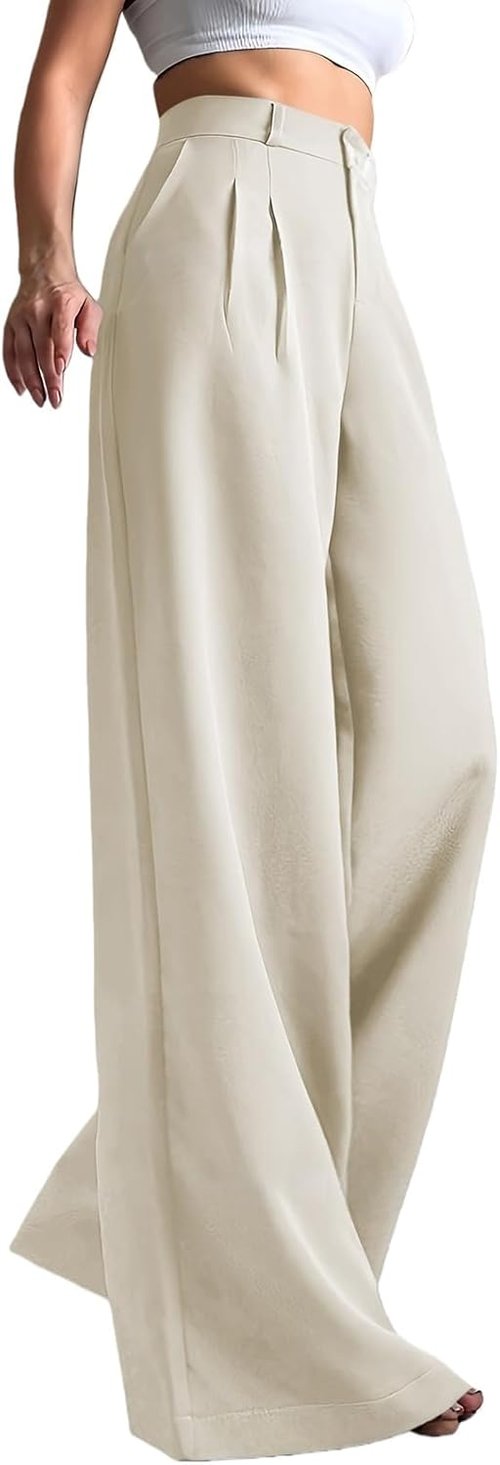 Skiennix Women's Wide Leg Pants - Wrinkle-Free Cotton Linen Capri with Pockets | Plus Size Available