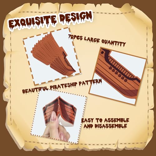 Pirate Cupcake Toppers Set - 108 pcs Nautical Cake Decorations for Kids Birthday & Halloween