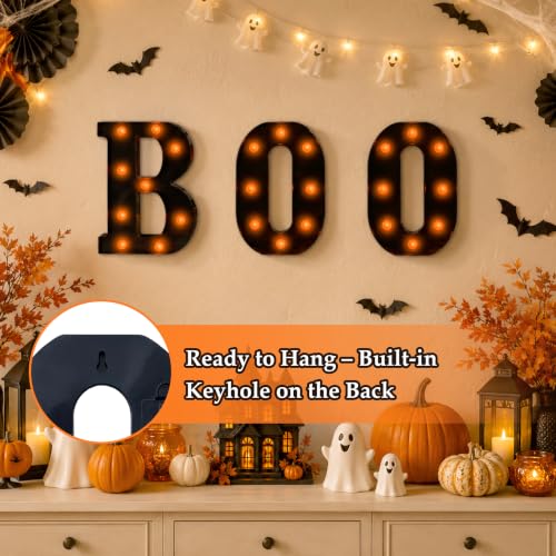 Lighted Halloween BOO Marquee Sign for Indoor Outdoor Decor - Spooky Home Party Accent