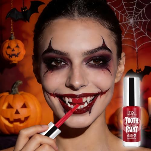 Blood Red Tooth Paint - Realistic SFX Makeup for Vampire Looks, Halloween, Durable, Non-Toxic, with Variation: Red