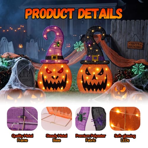 Veltenovaire 28-inch Halloween Lighted Pumpkin Set of 2 - Outdoor Decor