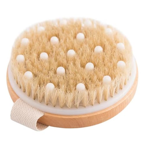 Essential Aura Dry Body Brush – Eco-Friendly Natural Bristles for Gentle Exfoliation, Skin Renewal, Improved Circulation & Lymphatic Support – Perfect Detox & Spa Self-Care Accessory (Tan)