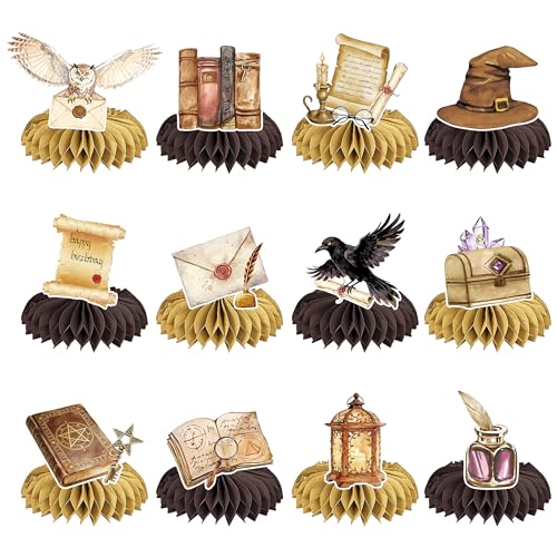 Magical Wizard Honeycomb Centerpieces Set for Party Decorations - 12 Pieces