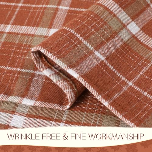 Romanstile Fall Checkered Tablecloth Square - Orange Plaid 54x54 Inches - Autumn Decor