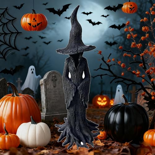 Gothic Halloween Witch Statue - 11.81 Inch Resin Dark Fantasy Decor