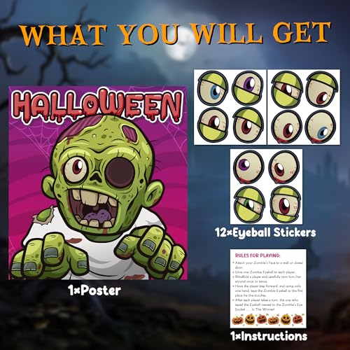 Halloween Zombie Eyeball Game Set for Kids - Party Decorations & Fun Activity
