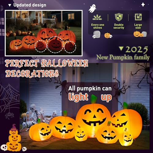 Halloween Inflatable Pumpkin Yard Decor - 7.5FT Outdoor Pumpkin Family