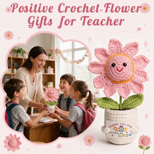 Handmade Crochet Sunflower Gift for Teachers - Positive Keepsake Decor