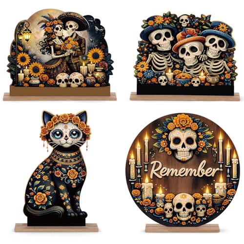 Day of the Dead Table Centerpieces Set - Sugar Skull & Colorful Flower Decor