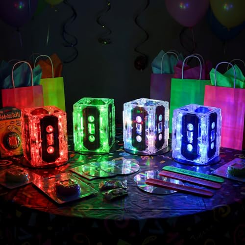 80s Party Decorations Cassette Tape Centerpieces with LED Lights Set