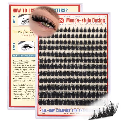 Anime Lash Clusters 8-14mm Wispy DIY False Eyelash Extensions 204pcs