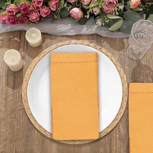 Yellow Hemstitched Cloth Dinner Napkins Set of 1 - 18x18 Inch Reusable Cotton
