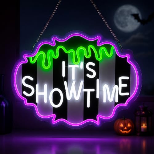Halloween It's Showtime Horror Wall Door Window Sign - Spooky Acrylic Decor