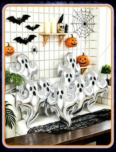 8Pcs Halloween Ghost Foil Balloons - Spooky Ghost-Shaped Party Decor