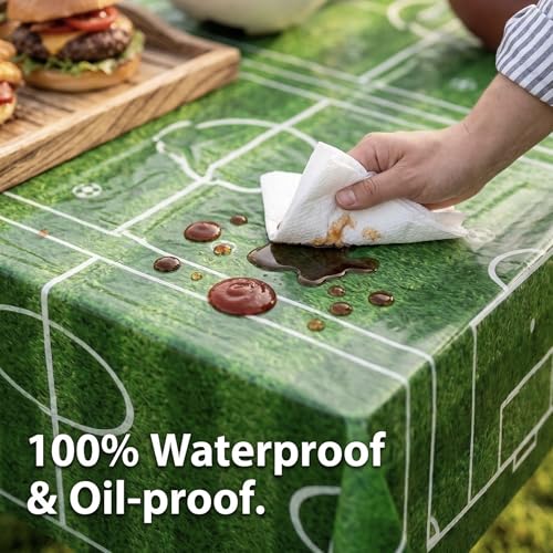 Soccer Tablecloths 3-Pack Waterproof Plastic Football Field Party Decorations