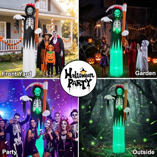 12FT Giant Halloween Inflatable Grim Reaper Yard Decor with LED Lights