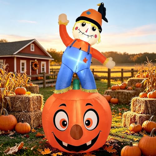 8FT Fall Thanksgiving Inflatable with Built-in LEDs - Orange