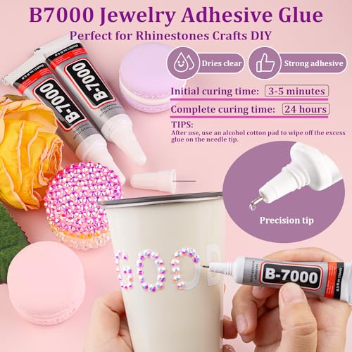 Resin Jelly Rhinestones for Crafts with B7000 Glue - Light Pink AB Flatback Gems, 2 Boxes