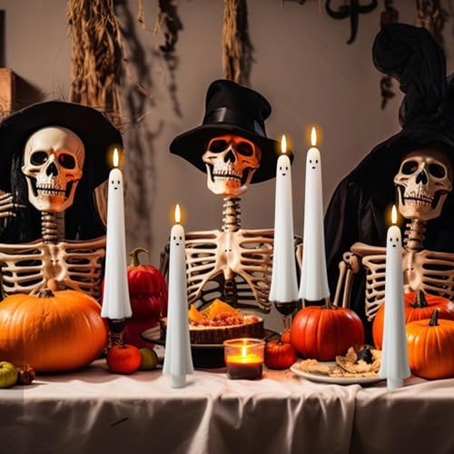 Wondise Halloween Ghost Flameless Taper Candles with Remote & Timer - 1 Ghost