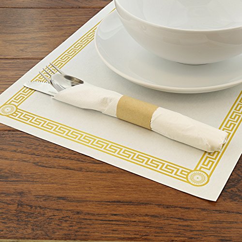 Disposable Placemats with Greek Key Design, Eco-Friendly White Pack of 1000