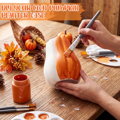 2-Piece 6-Inch Fall Pumpkin Vase Set Ceramic DIY Autumn Decor - Unpainted, White - Variation 2