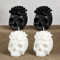 Gothic Skull Candle Set - Black and White Medium Candles with Flower Variation of THIS listing