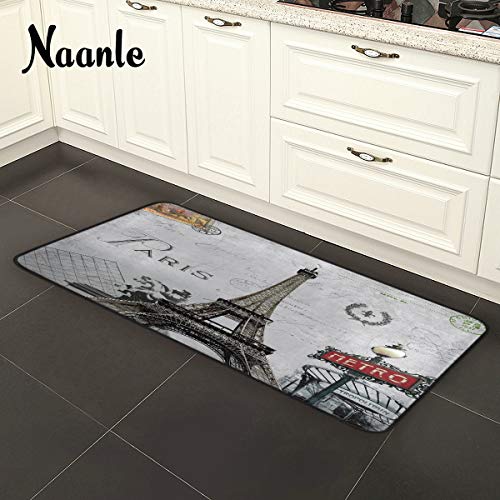 Eiffel Tower Anti-Fatigue Kitchen Floor Mat 39x20 Inches - Gray Variation