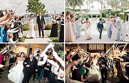 50PCS Ribbon Wands with Silver Bell for Wedding Party Decor - Streamers & Fairy Wands