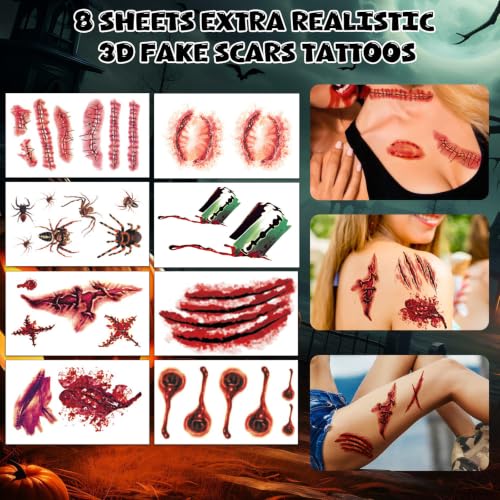 Joker Temporary Tattoos Set for Halloween Cosplay & Party Costumes