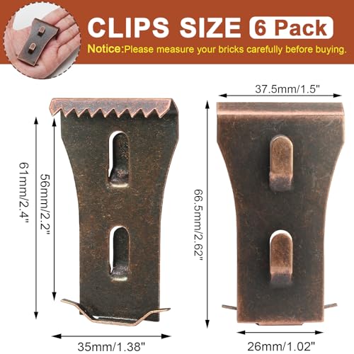 Heavy-Duty Brick Wall Clips Set - No Drilling Required, Rust-Resistant, Red Bronze Finish