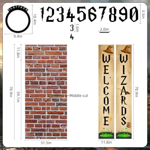 Halloween Wizard Door Banner Set - 3-Piece Brick Wall & Sign Decorations