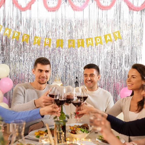 25-Pack Silver Foil Fringe Curtains - Tinsel Party Backdrops & Decorations