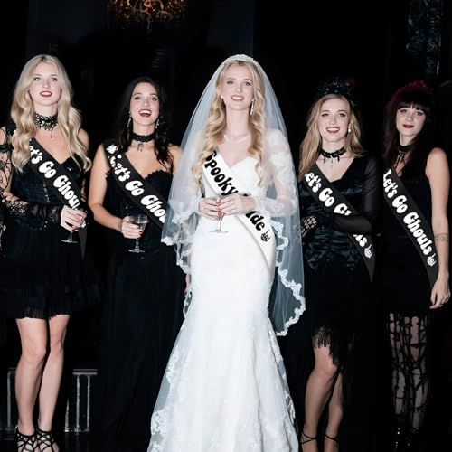Halloween Bridal Sash Set - Spooky Bride and Bridesmaid Sashes for Gothic Bachelorette Party