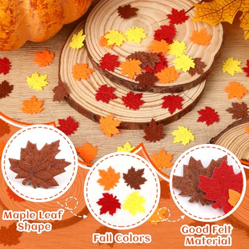 Fall Maple Leaf Confetti - 500 Pieces Autumn Felt Decorations - Thanksgiving Crafts Supplies - Variation: Maple Leaves