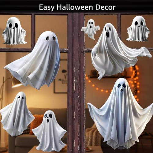 Halloween Ghost Window Clings - Reusable Static Decals for Glass Windows