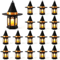 Halloween Mini Lantern and Witch Hat Set with Flickering LED Candles - 16 Pieces