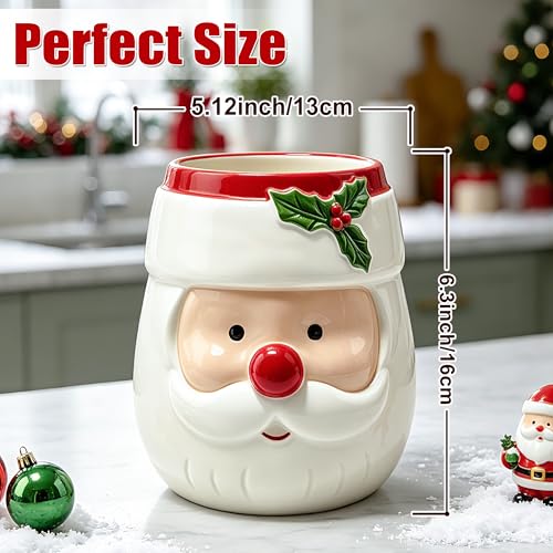 Christmas Santa Ceramic Utensil Holder - Holiday Kitchen Decor - Pinata