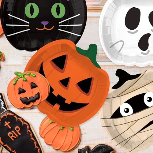 Halloween Paper Plates 48pcs Pumpkin Variation 9 Inch Party Supplies