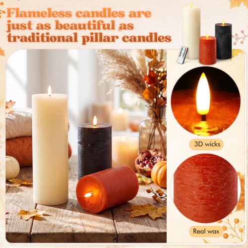 Thanksgiving Flameless LED Candles Set - Fall Autumn Autumn Decor, 3 Sizes