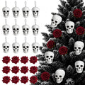 Gothic Halloween Tree Decorations 24Pcs Skull & Rose Hanging Ornaments