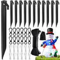 12-Pack Heavy Duty Inflatable Stakes Set with Ropes & Hooks for Outdoor Decorations - Black Plastic Tent Stakes