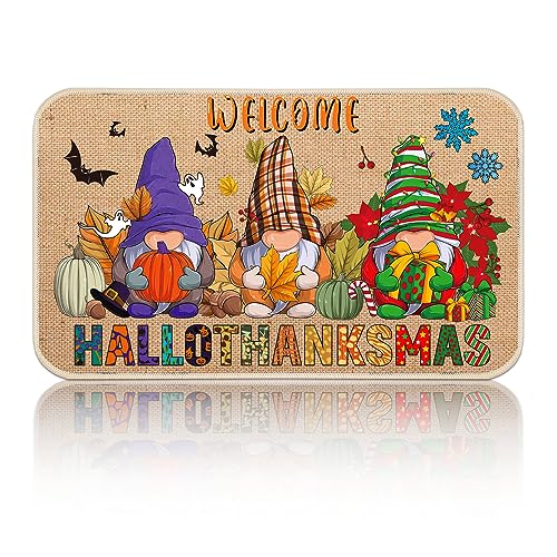 Halloween Gnome Doormat with Dwarf Pattern – Spooky Fall Entryway Rug