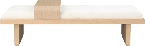 Meridian Furniture Arlington Collection Mid-Century Modern Bench - Soft Cream Chenille, Solid Wood, 65" W x 26" D x 19.5" H