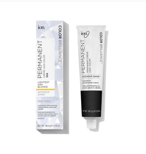 Ion Permanent Creme Hair Color - 10A Lightest Ash Blonde | Vegan, Cruelty-Free, 100% Gray Coverage, 2.05 oz