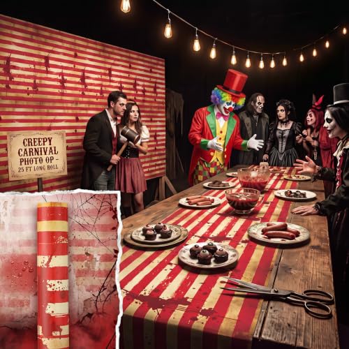 Creepy Carnival Table Runner Roll - 25 Feet Long x 16 Inches Wide - Creepy Circus Variation