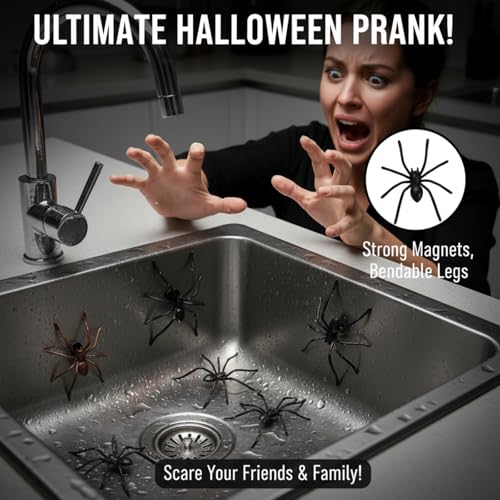 3D Fake Spider Magnets Set - Realistic Brown and Black Refrigerator Decor