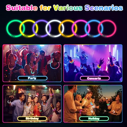 400 Pieces 8 Inch Ultra Bright Glow Sticks Bulk Party Favors with Connectors - Christmas, Easter, Birthday