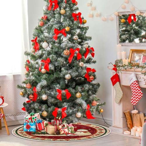 Christmas Tree Skirt Decoration - Small Mini Snowman 35.4 Inch Holiday Home Decor