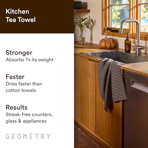 Geometry Leafy Microfiber Kitchen Towels - Quick Dry Dish Cloths, 2-Pack, 18 x 30 Inches