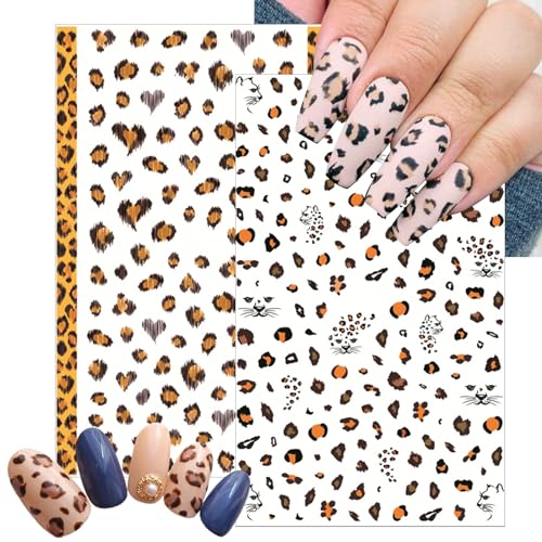 Self-Adhesive Leopard Nail Stickers for Nail Art - Colorful Animal Patterns, 8 Sheets - Leopard Print Variation 1